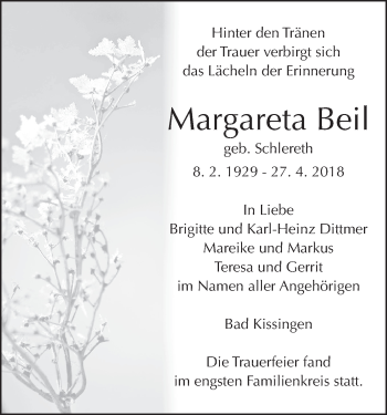 Anzeige von Margareta Beil von MGO