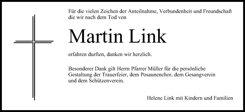  Traueranzeige für Martin Link vom 19.05.2018 aus MGO