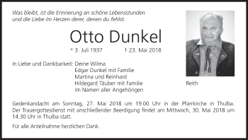 Anzeige von Otto Dunkel von MGO