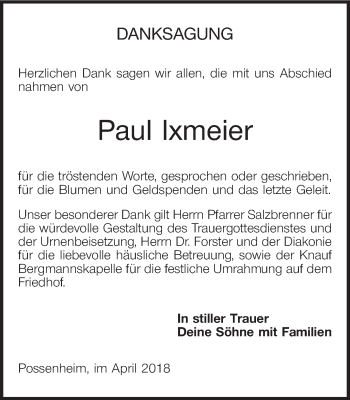 Anzeige von Paul Ixmeier von MGO