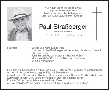 Anzeige von Paul Straßberger von MGO