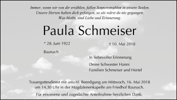 Anzeige von Paula Schmeiser von MGO