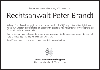 Anzeige von Peter Brandt von MGO