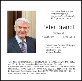 Anzeige von Peter Brandt von MGO