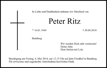 Anzeige von Peter Ritz von MGO