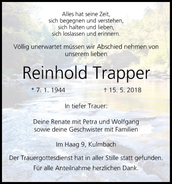 Anzeige von Reinhold Trapper von MGO
