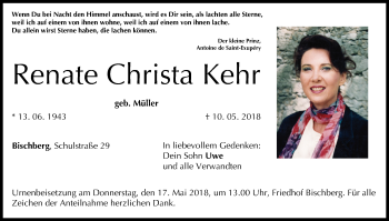 Anzeige von Renate Christa Kehr von MGO