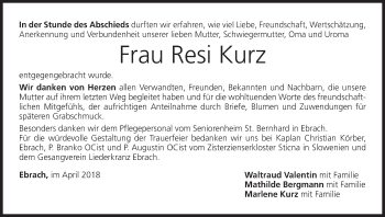 Anzeige von Resi Kurz von MGO