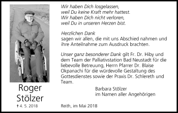 Anzeige von Roger Stölzer von MGO