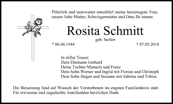Anzeige von Rosita Schmitt von MGO