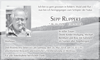 Anzeige von Sepp Ruppert von MGO