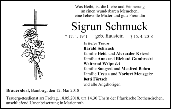 Anzeige von Sigrun Schmuck von MGO