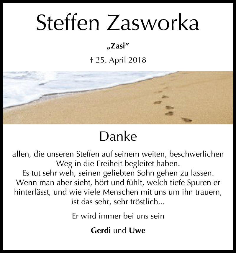 Traueranzeige für Steffen Zasworka vom 12.05.2018 aus MGO