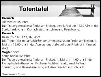 Anzeige von Totentafel vom 03.05.2018 von MGO