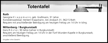 Anzeige von Totentafel vom 04.05.2018 von MGO