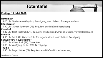 Anzeige von Totentafel vom 10.05.2018 von MGO