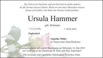 Anzeige von Ursula Hammer von MGO