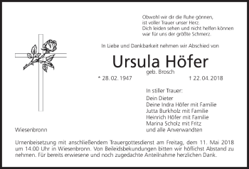 Anzeige von Ursula Höfer von MGO