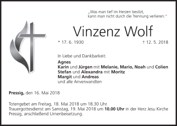 Anzeige von Vinzenz Wolf von MGO