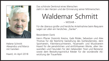 Anzeige von Waldemar Schmitt von MGO