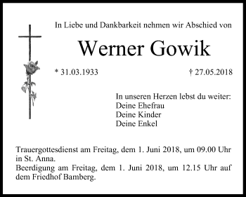 Anzeige von Werner Gowik von MGO