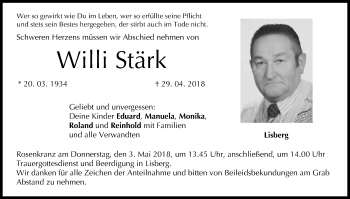 Anzeige von Willi Stärk von MGO