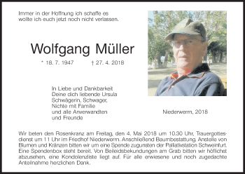Anzeige von Wolfgang Müller von MGO
