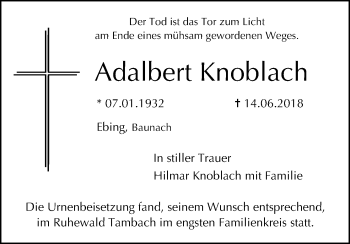 Anzeige von Adalbert Knoblach von MGO