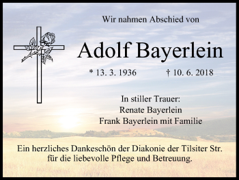 Anzeige von Adolf Bayerlein von MGO