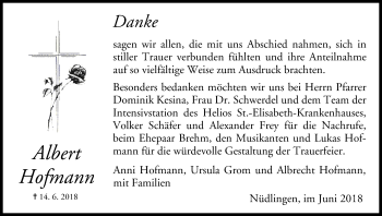 Anzeige von Albert Hofmann von MGO