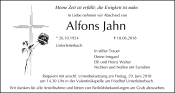 Anzeige von Alfons Jahn von MGO