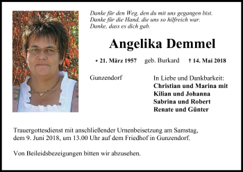 Anzeige von Angelika Demmel von MGO