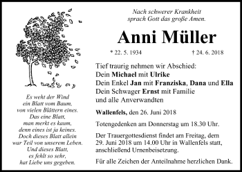 Anzeige von Anni Müller von MGO