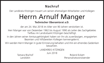 Anzeige von Arnulf Manger von MGO