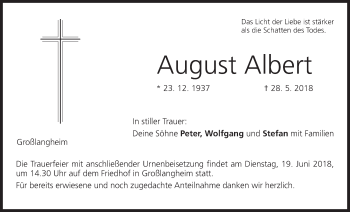 Anzeige von August Albert von MGO