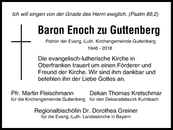Anzeige von Georg Enoch Freiherr von und zu Guttenberg von MGO