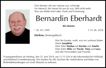 Anzeige von Bernardin Eberhardt von MGO
