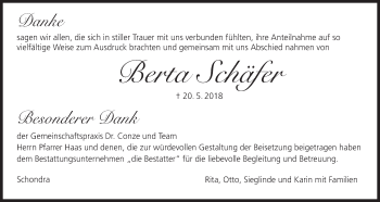 Anzeige von Berta Schäfer von MGO