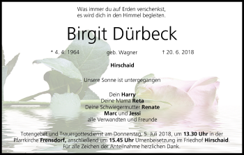 Anzeige von Birgit Dürbeck von MGO