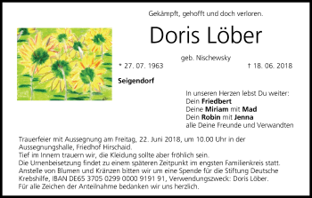 Anzeige von Doris Löber von MGO
