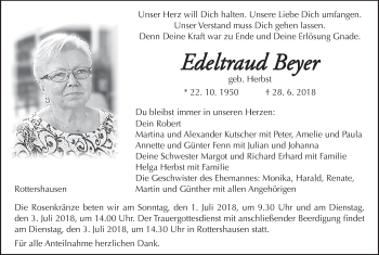Anzeige von Edeltraud Beyer von MGO