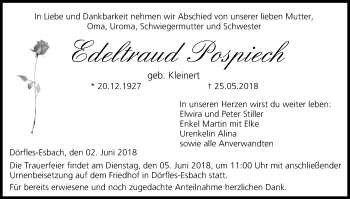 Anzeige von Edeltraud Pospiech von MGO