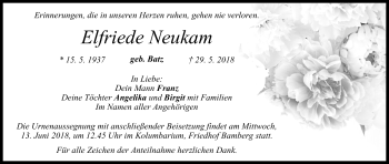 Anzeige von Elfriede Neukam von MGO