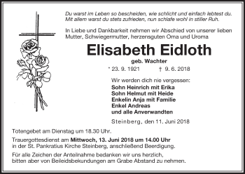 Anzeige von Elisabeth Eidloth von MGO