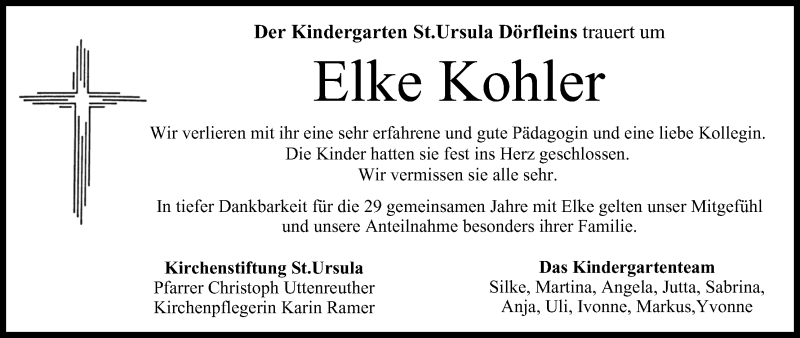  Traueranzeige für Elke Kohler vom 11.06.2018 aus MGO