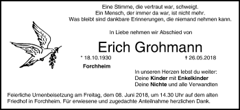 Anzeige von Erich Grohmann von MGO