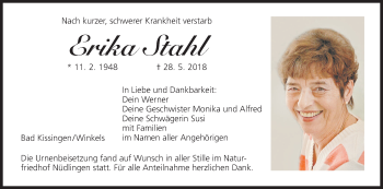 Anzeige von Erika Stahl von MGO