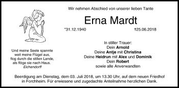 Anzeige von Erna Mardt von MGO