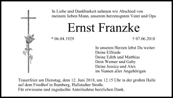 Anzeige von Ernst Franzke von MGO