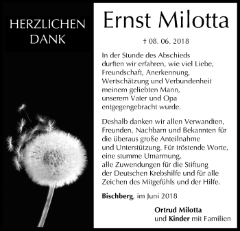 Anzeige von Ernst Milotta von MGO